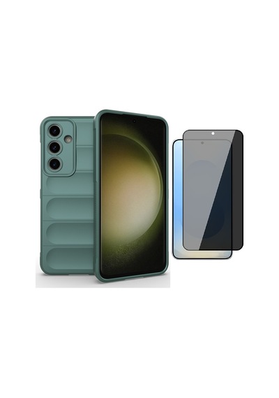 Vendas Galaxy Uyumlu  A36 Kılıf Esnek Tpu Oyuklu Arka Yüzey Zore Etnik Silikon Kapak +hayalet Ekran Koruyucu Yeşil