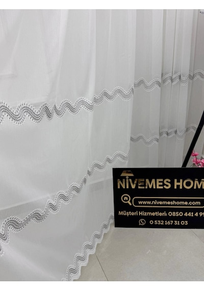 Nivemeshome Perlina Gümüş 1/3 Pileli Tül Perde Apm Gümüş