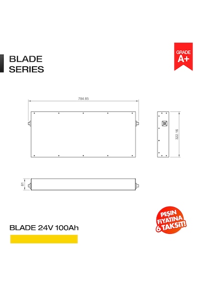 24v 100ah Lifepo4 Blade Series Bluetooth'lu Lityum Demir Fosfat Akü/batarya