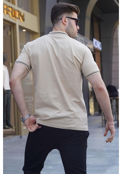 Madmext Bej Polo Yaka Erkek Tişört 6113-bej Bej