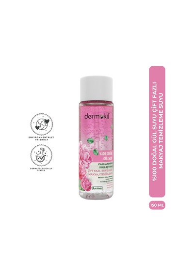 Dermokil %100 Doğal Gül Suyu Çift Fazlı Makyaj Temizleyici 150 Ml