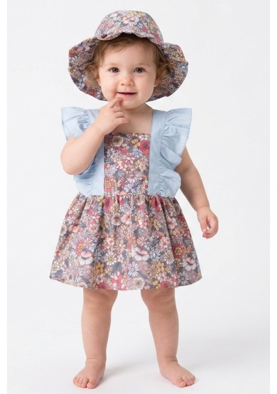 Mnk Baby & Kids Kız Bebek Pamuklu Çıtır Bebek Elbise Tf7313 Mavi
