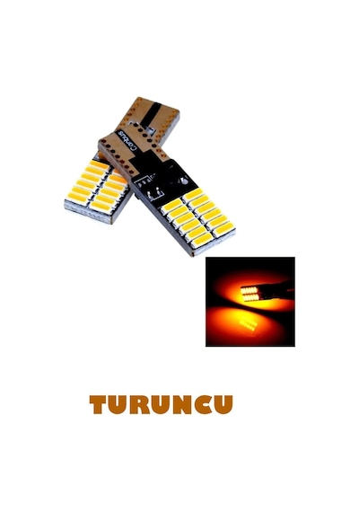 T10 Led Dipsiz W5w Canbus 24 Ledli Turuncu Park Plaka Ampul 2 Ade 2 Adet Turuncu
