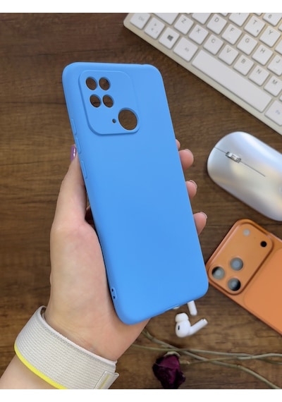 Redmi 10c / Poco C40 Uyumlu Kamera Korumalı Darbeye Dayanıklı Renk Atmayan Fab Silikon Kılıf Mavi