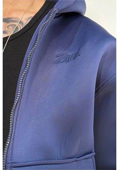 Zaee Oversize Scuba Zipp Hoodie Kobalt Mavi