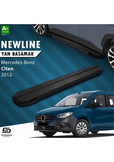 S-dizayn Mercedes Citan Uzun Şase Newline Siyah Yan Basamak 223 Cm 2012-2021 A+ Kalite