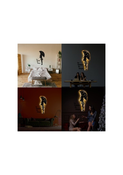 Led Işıklı Kişiselleştirilebilir Kadın Temalı Tablo Edna Dekoratif Gece Lambası Sarı - 737251174 Sarı