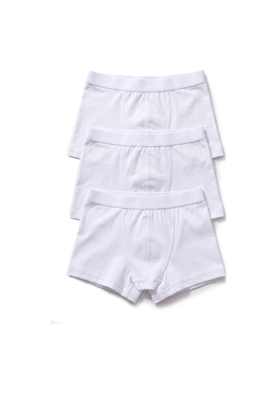 Öts Erkek Çocuk 3 Lü Pamuklu Boxer Düz Renk Ergonomik Tasarım 7240-3 Beyaz