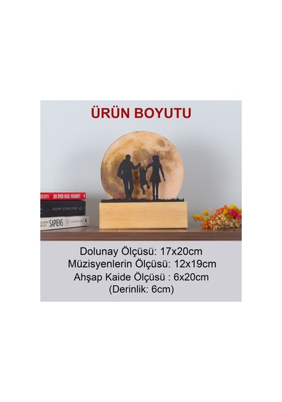Led Işıklı Pleksi Dolunay Kişiselleştirilebilir Biblo Valeri Çocuklu Çift Anahtar Askılığı Sarı - 737204852 Sarı