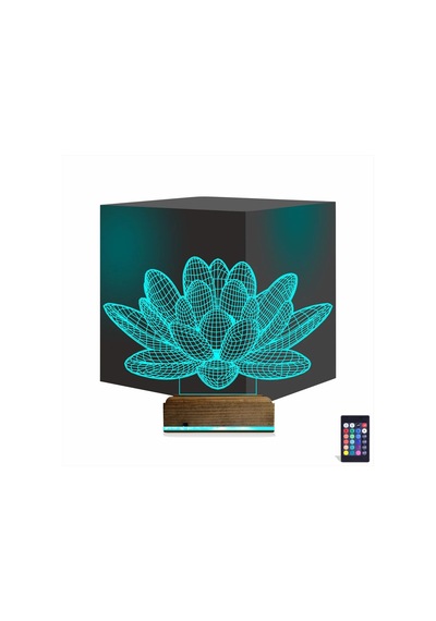 Luvivia Lotus Çiçek Yoga 3d Lamba - Masa Gece Lambası Şeffaf