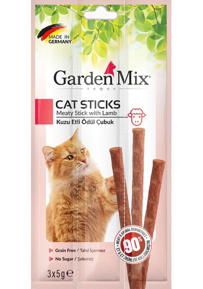 Gardenmix - 411 - Kuzu Etli Kedi Stick Ödül - Muratech - 3 5g 50 Li