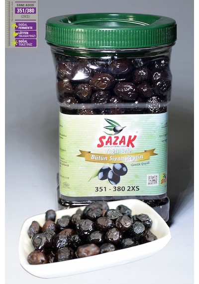 Sazak Siyah Zeytin Yağlı Sele 351-380 Kalibre Zeytin 900 G