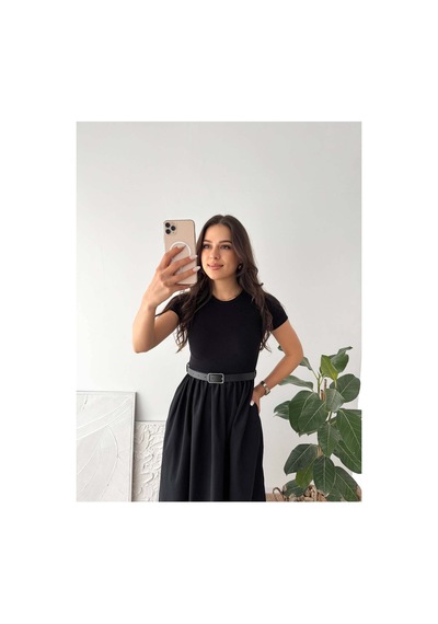 Asur Boutique Asur Butik Kadın Siyah Kısa Kollu Kemerli Midi Elbise Günlük Şık Basic Elbise Asur Boutique Asur Butik Kadın Siyah Kısa Kollu Kemerli Midi Elbise Günlük Şık Basic Elbise