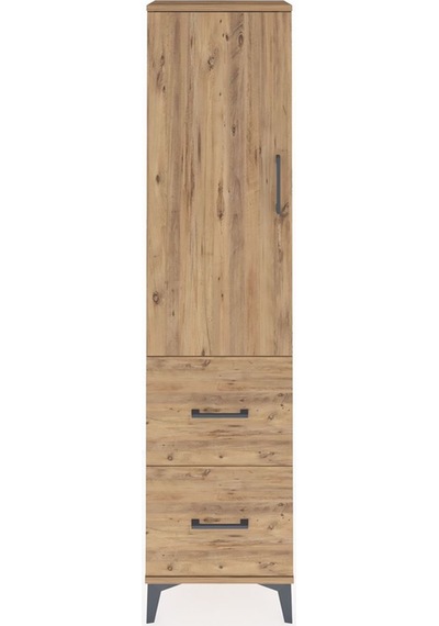 Arges Dolap 4 Raflı 2 Çekmeceli Tek Kapaklı 44x30x182 Çam-çam Çam