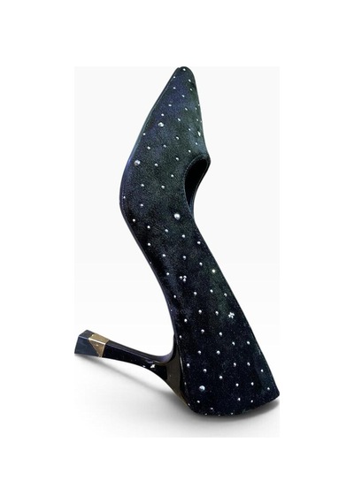 By Doğanrenas Kadın İnce Topuklu Süet Taşlı Stiletto Siyah - 942598030 Siyah