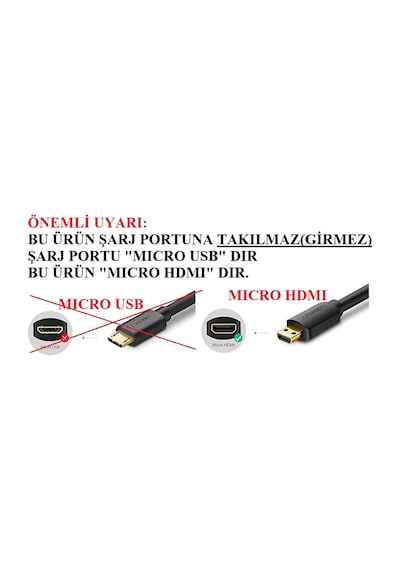 Micro Hdmi To Hdmi Kablosu 3 Metre 4746A Çevirici Kablo Mikro