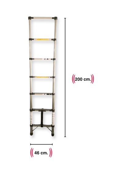 Çelik Endokon 7 Basamaklı - 200 Cm. Teleskopik Merdiven - I Tipi Uzayan Merdiven