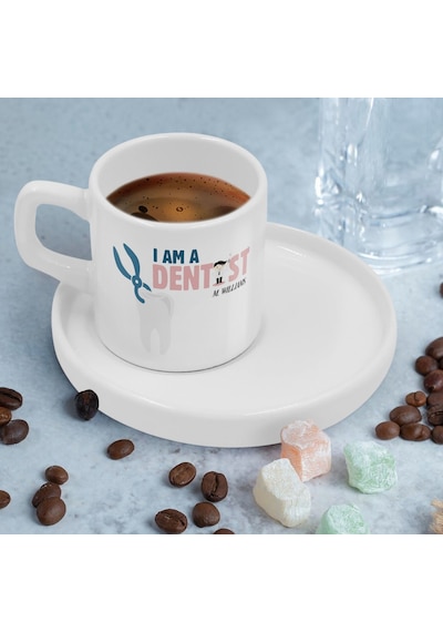 Bk Gift Kişiye Özel Sunum Tabaklı Diş Hekimi Tasarımlı Kahve Fincanı-1, Sevgiliye Hediye, Arkadaşa Hediye, Diş Hekimi Hediye Kobitmeyen137780 Bk Gift