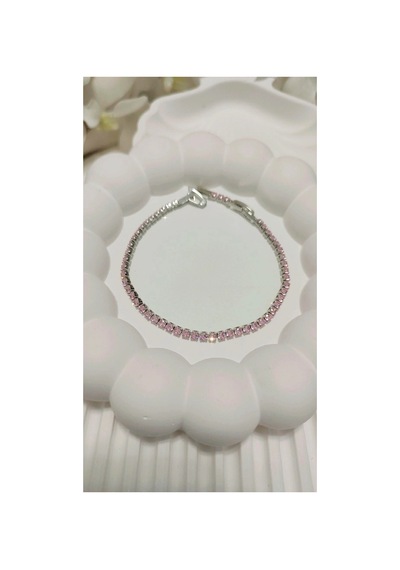 Çelik Su Yolu Bileklik 16,5+2cm No1 Gümüş Üzeri Pembe Gümüş Üzeri Pembe