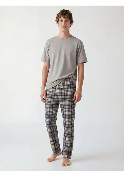 Lc Waikiki Kahverengi Bisiklet Yaka Kısa Kollu Erkek Pijama Üst