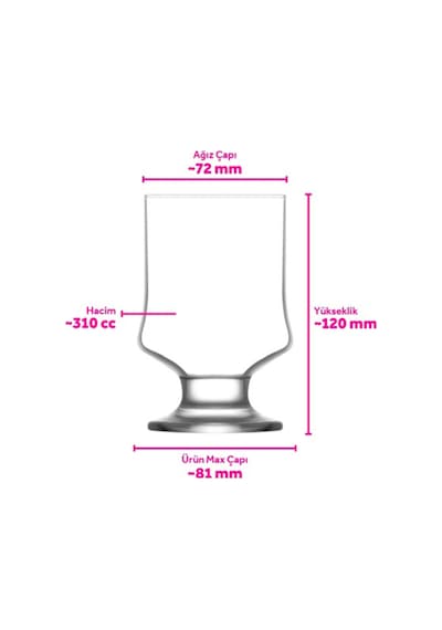 Lav Aria Cam Meşrubat Bardağı 6'lı 310 ml (Su Bardağı )