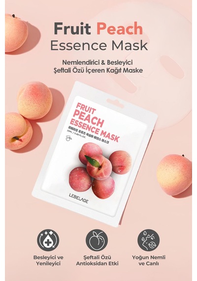 Lebelage Şeftali Özü İçeren Aydınlatı Nemlendirici Kağıt Maske Lebelage Fruit Peach Mask