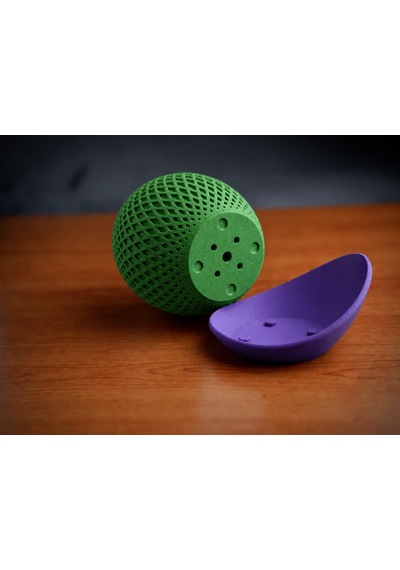 3d Baskı Küre Saksı - Kafes Dokulu İki Parçalı Dekoratif Saksı - Yeşil-mor