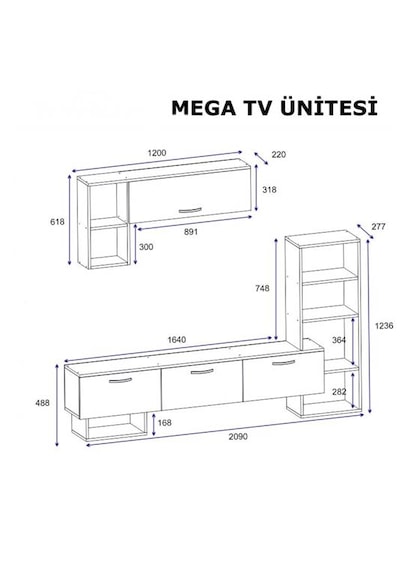 Tv Ünitesi Star Çırağan Mermer Desen 209 Cm