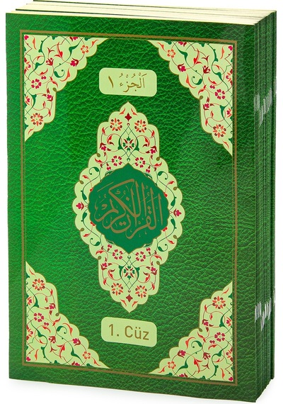 30 Cüz Özel Taşıma Çantalı Hatmi Şerif Cami Boy Kuranı Kerim Yeşil