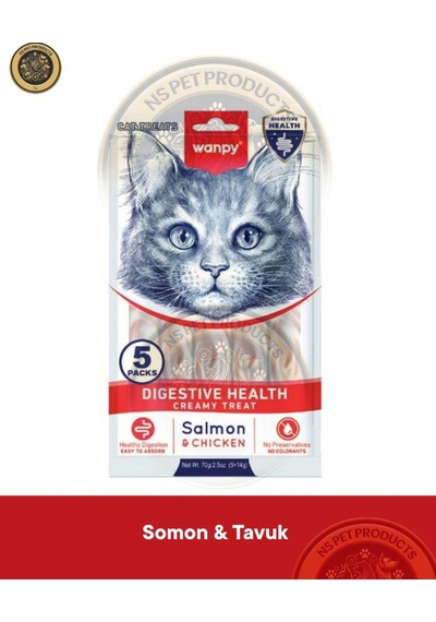 Wanpy Digestive Health Somon Balığı-tavuk Kedi Krema Ödülü 5x14gr