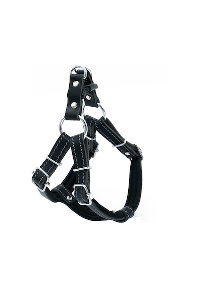 Doggie Konforlu Deri El Yapımı Ronin Model Köpek Göğüs Tasması 1.5 x 40-45 CM Siyah