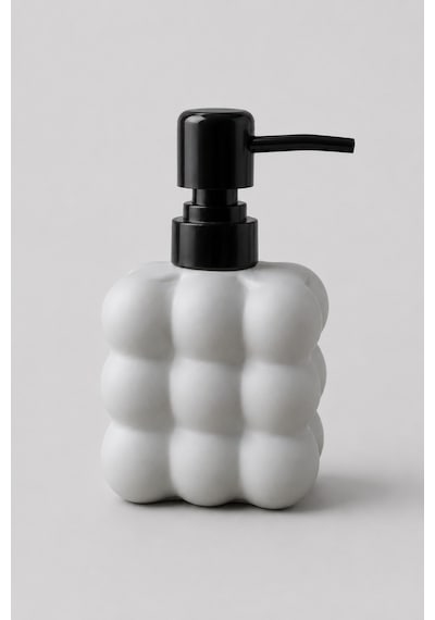 Modern Bubble Sıvı Sabunluk 400 Ml Siyah Pompalı Kabarcık Desenli Banyo Ve Mutfak Tezgâh Üstü Dispenser - 15 Cm X 9 Cm X 6,5 Cm Gri