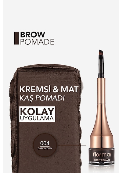 Flormar Yoğun Pigmentli Kalıcı Kaş Pomadı - Brow Pomade - 004 Dark Brown - 8690604572212