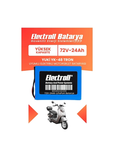 Yuki Yk-48 Tron Batarya Yüksek Kapasite Lifepo4 72v 24ah Elektrikli Motosiklet Bataryası