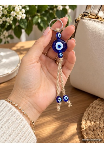Cam Nazar Boncuklu Anahtarlık Nazar Boncuğu Dekoratif Hediyelik
