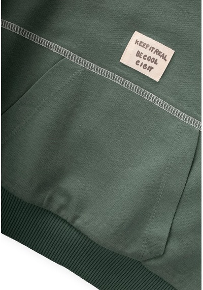 Cigit Karyoka Detaylı Oversize Sweatshirt 2-8 Yaş Haki Yeşil