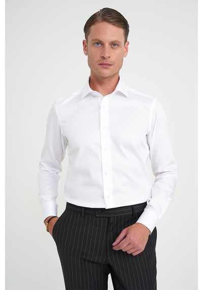 Efor Slim Fit %100 Pamuk Non Iron Kumaş Klasik Beyaz Gömlek Gk 734 Beyaz