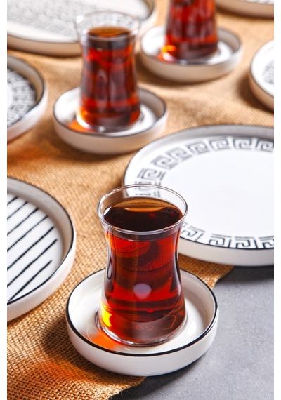 KitchenLife 18 Parça Stackable Siosavior Kahvaltı Takımı Seti - Çay Bardaklı Kahvaltı Takımı Çay Seti