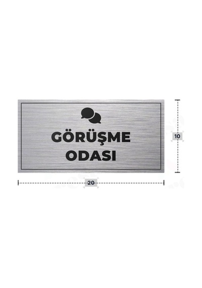 Görüşme Odası Yazılı - Metal - Gümüş Renk - Kapı İsimliği - 20x10 Cm