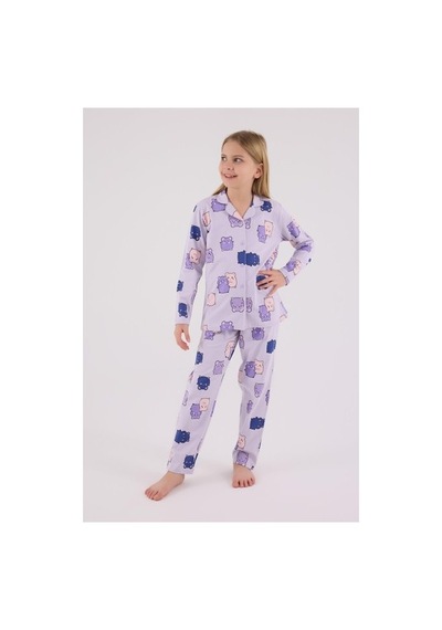 Rolypoly Kız Çocuk Gömlek Pijama Lila Mor/3-4yas