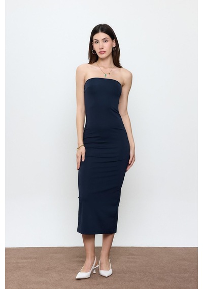 Sherin Lacivert Straplez Maxi Boy Elbise