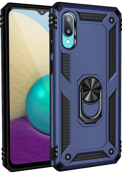 Newface Samsung Galaxy Uyumlu A02 Kılıf Sofya Yüzüklü Silikon Kapak - Lacivert