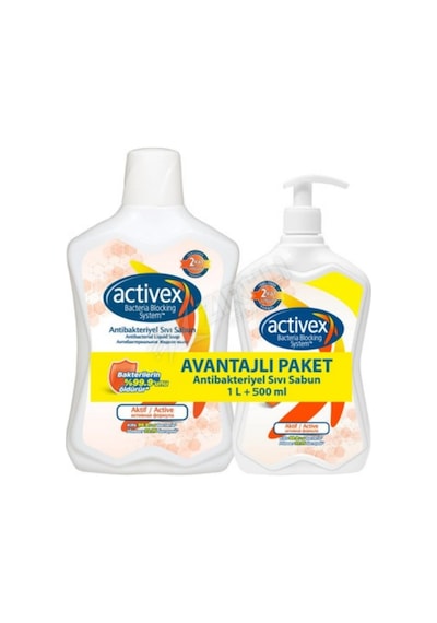 2 Adet Activex Sıvı Sabun Aktif 1 Lt+ 500 Ml Hediye