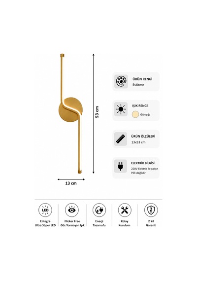 Gena Modern Led Duvar Apliği Günışığı Eskitme