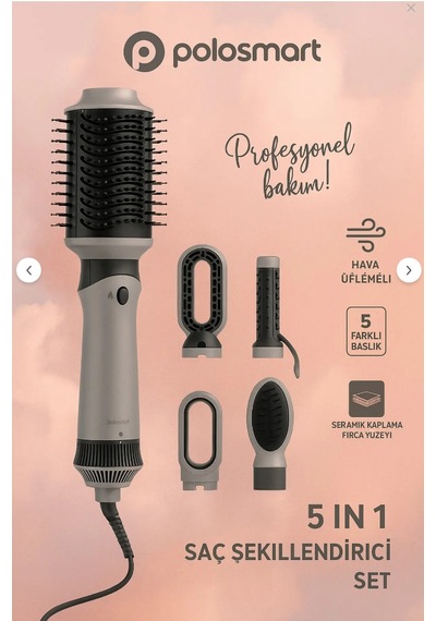 Polosmart Pbs707 5 İn 1 Saç Şekillendrici Set Gri