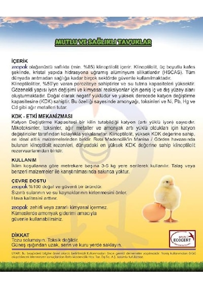 Zeopak Zeolit Hayvan Altlığı-100 Kg