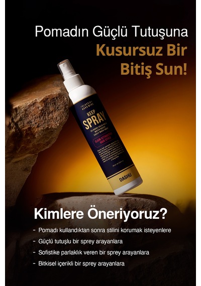 Pomad Etkisini Artıran Uzun Süre Etkili Saç Sabitleyici Sprey Dashu Classic Hard Wire Keep Spray