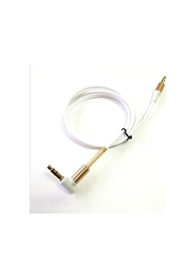 Electroon 3,5Mm Stereo Gold Jaklı Beyaz Silikon Aux Kablo 1Metre