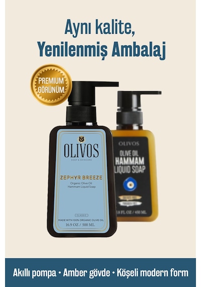 Doğal Zeytinyağlı Hamam Kokulu Sıvı Sabun Zeytinyağı El Sabunu Yoğun Nemlendirici 4 Adet 500 Ml