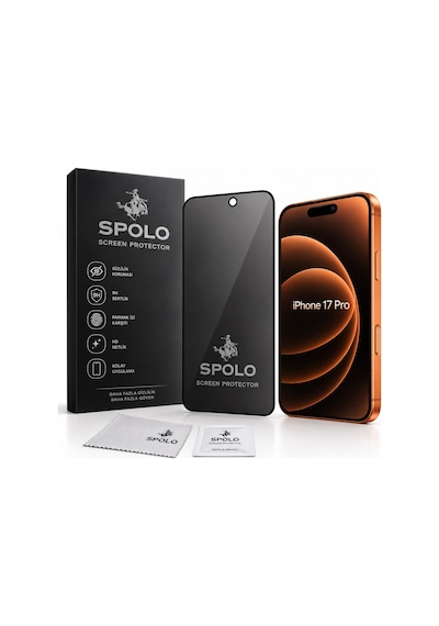 Spolo Apple iPhone Uyumlu  17 Pro Hayalet Ekran Koruyucu Gizlilik Camı Yan Görüş Önleyici